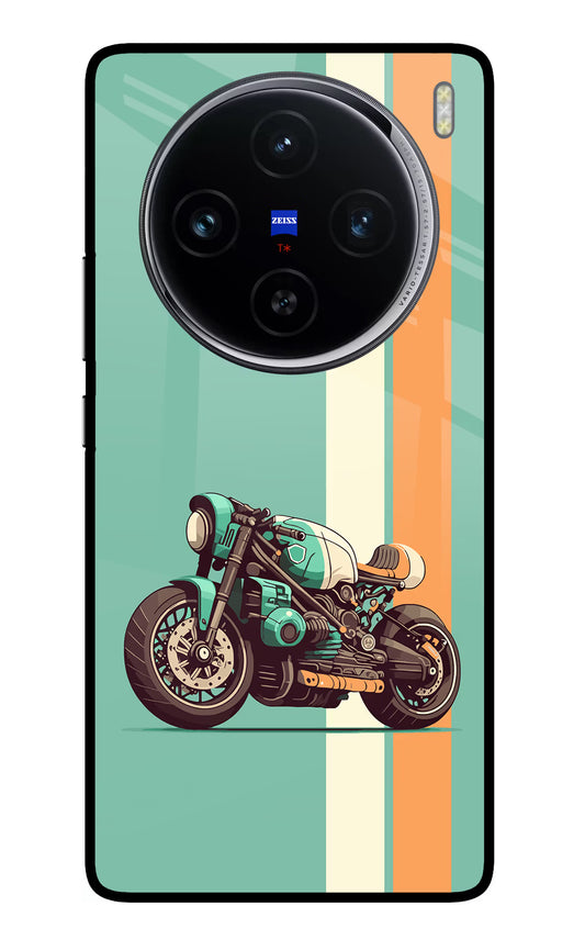 Striped Moto Drift Vivo X100 Glass Case