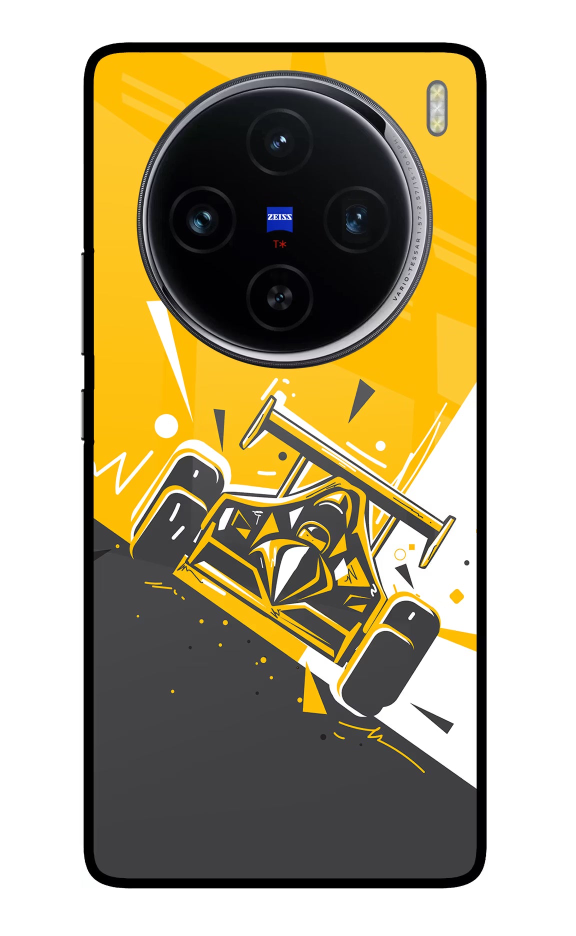 Track King Vivo X100 Glass Case Back Cover by Casekaro