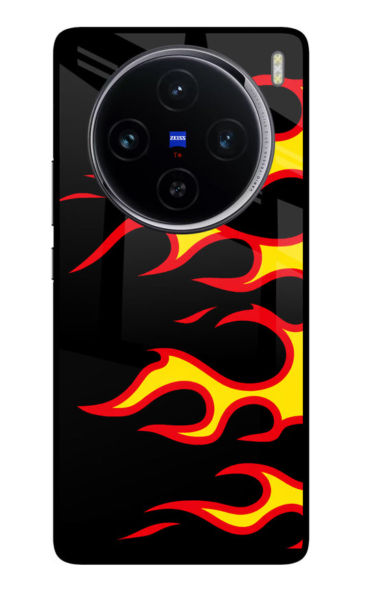 Side Sweep Flames Vivo X100 Glass Case