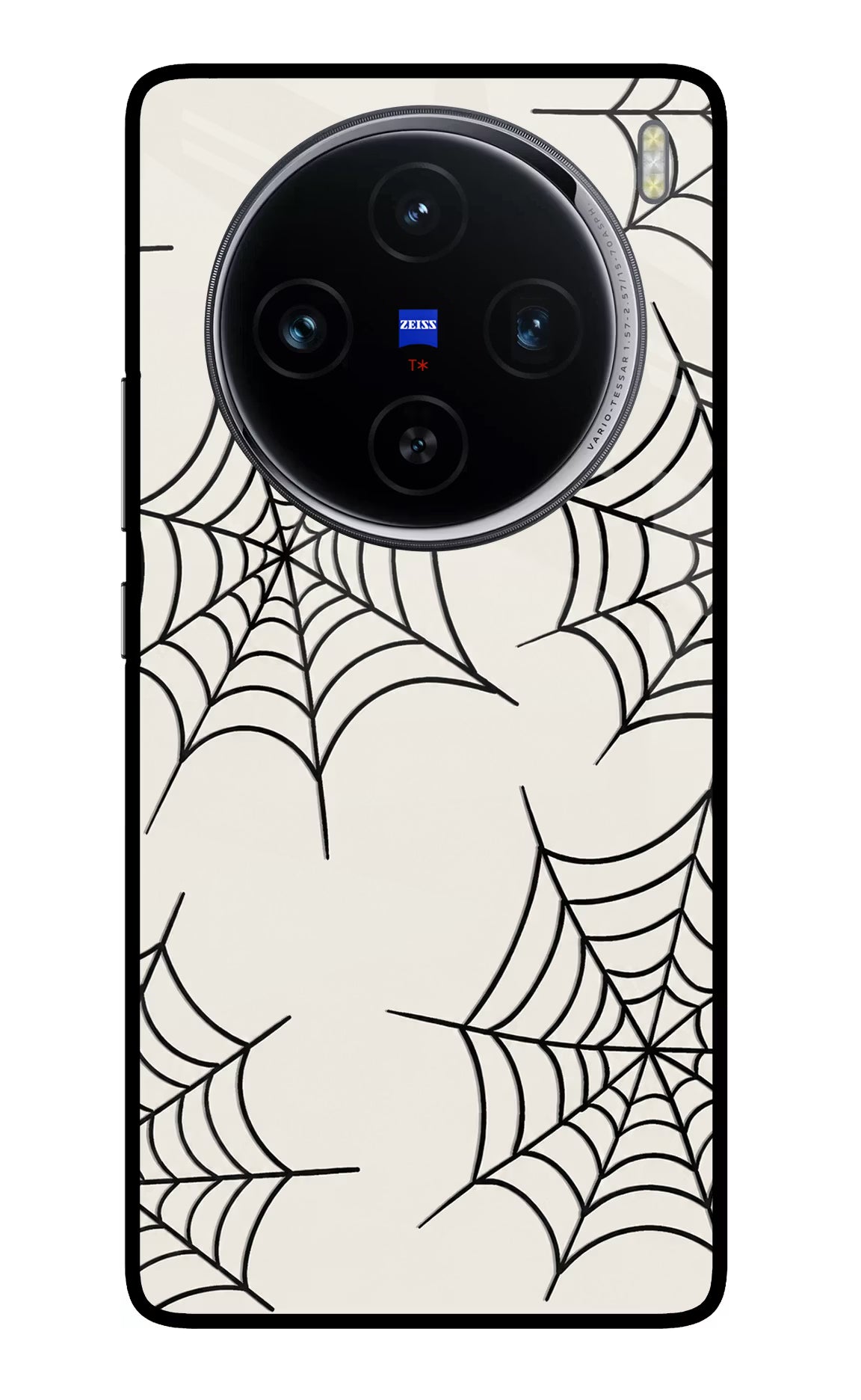 Spider Web Vivo X100 Glass Case Back Cover by Casekaro