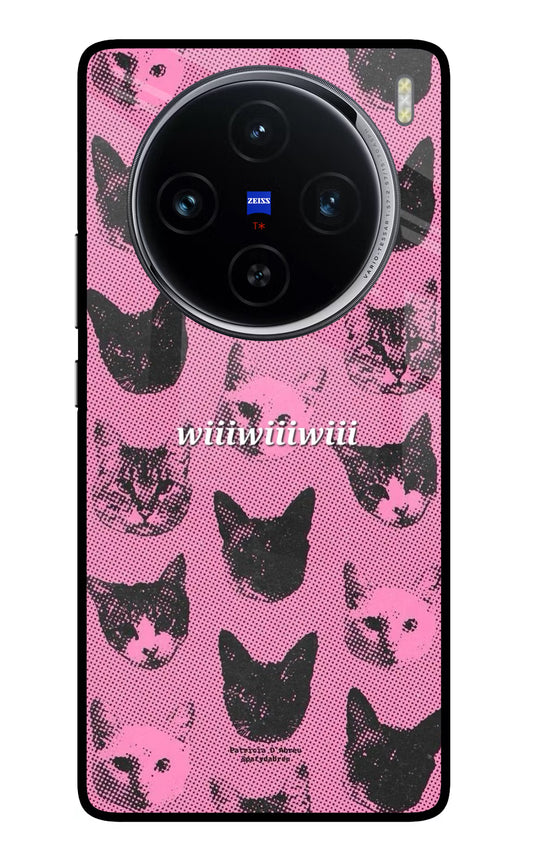 Pink Cats Vivo X100 Glass Case