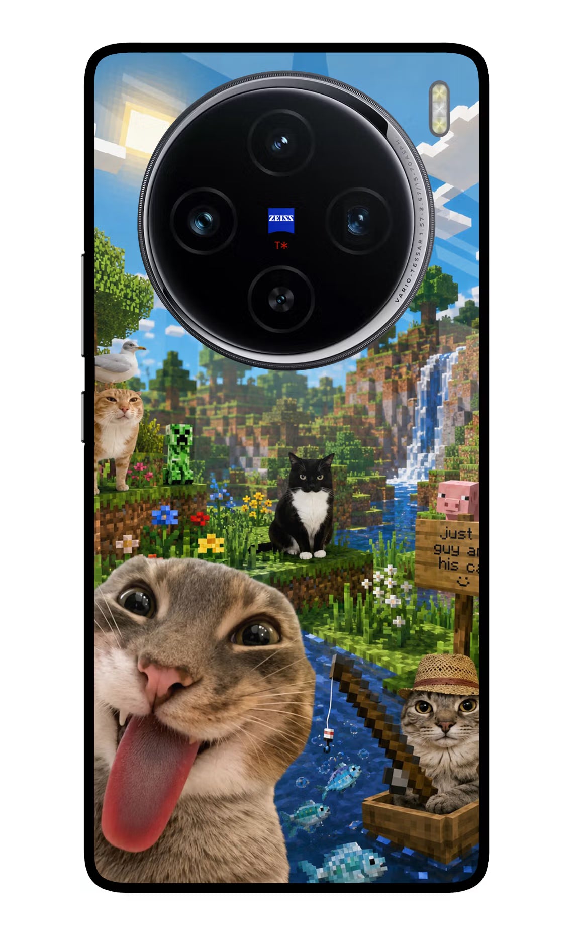 Minecraft Cat Chaos Vivo X100 Glass Case