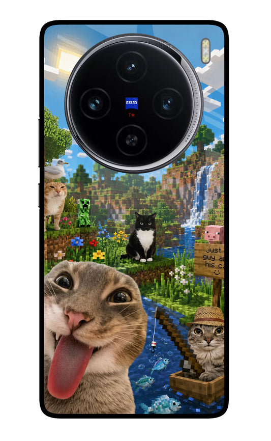 Minecraft Cat Chaos Vivo X100 Glass Case