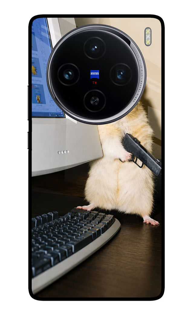 Hacker Hamster Vivo X100 Glass Case