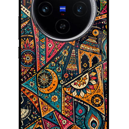 Folk Print Vivo X100 Glass Case