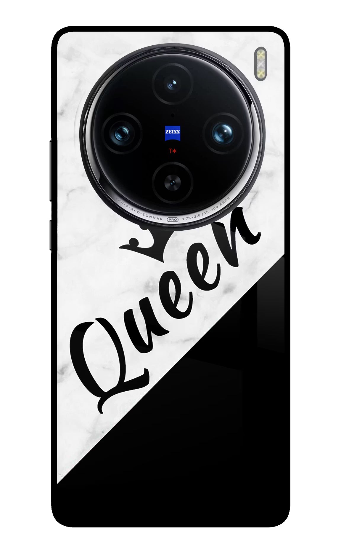 Queen Vivo X100 Pro Glass Case Back Cover by Casekaro