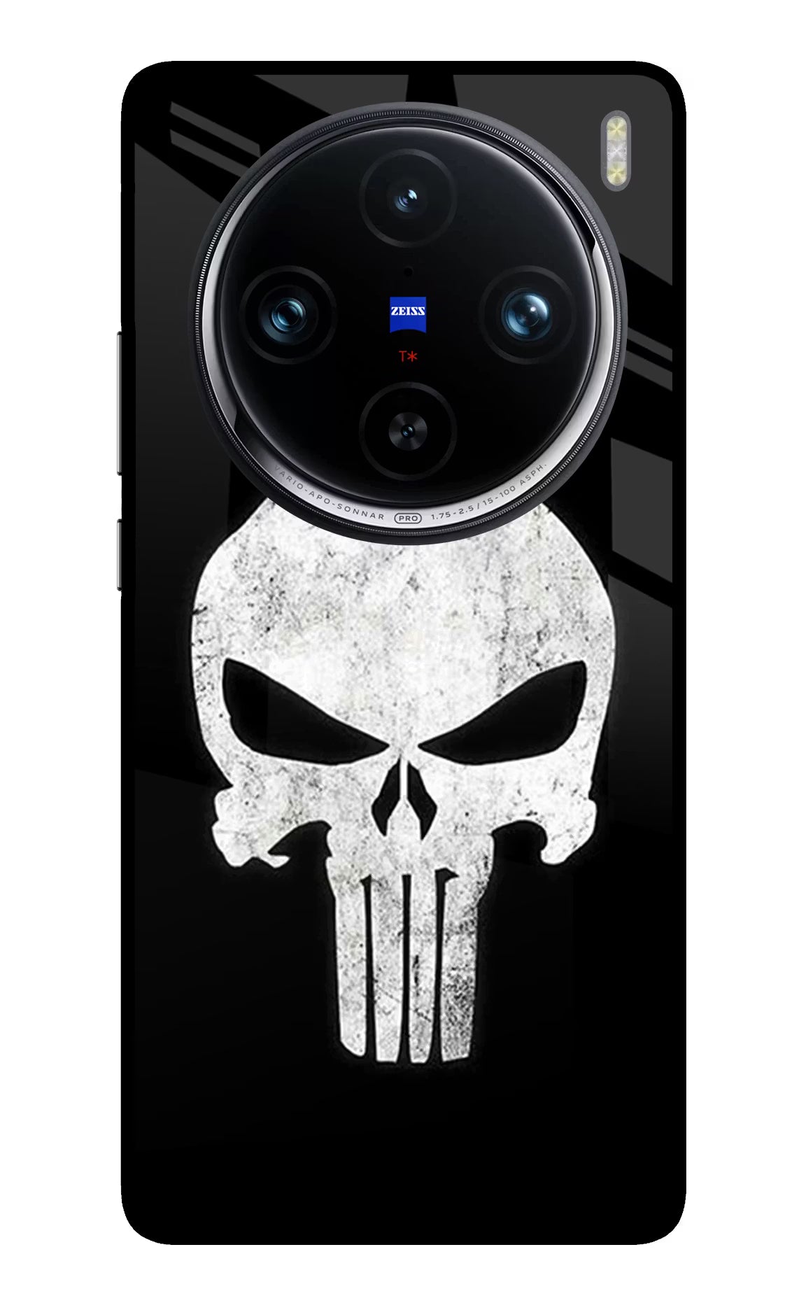 Punisher Skull Vivo X100 Pro Glass Case Back Cover by Casekaro