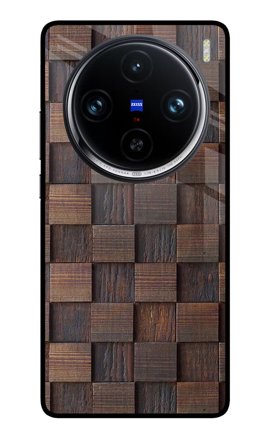 Wooden Cube Design Vivo X100 Pro Glass Case