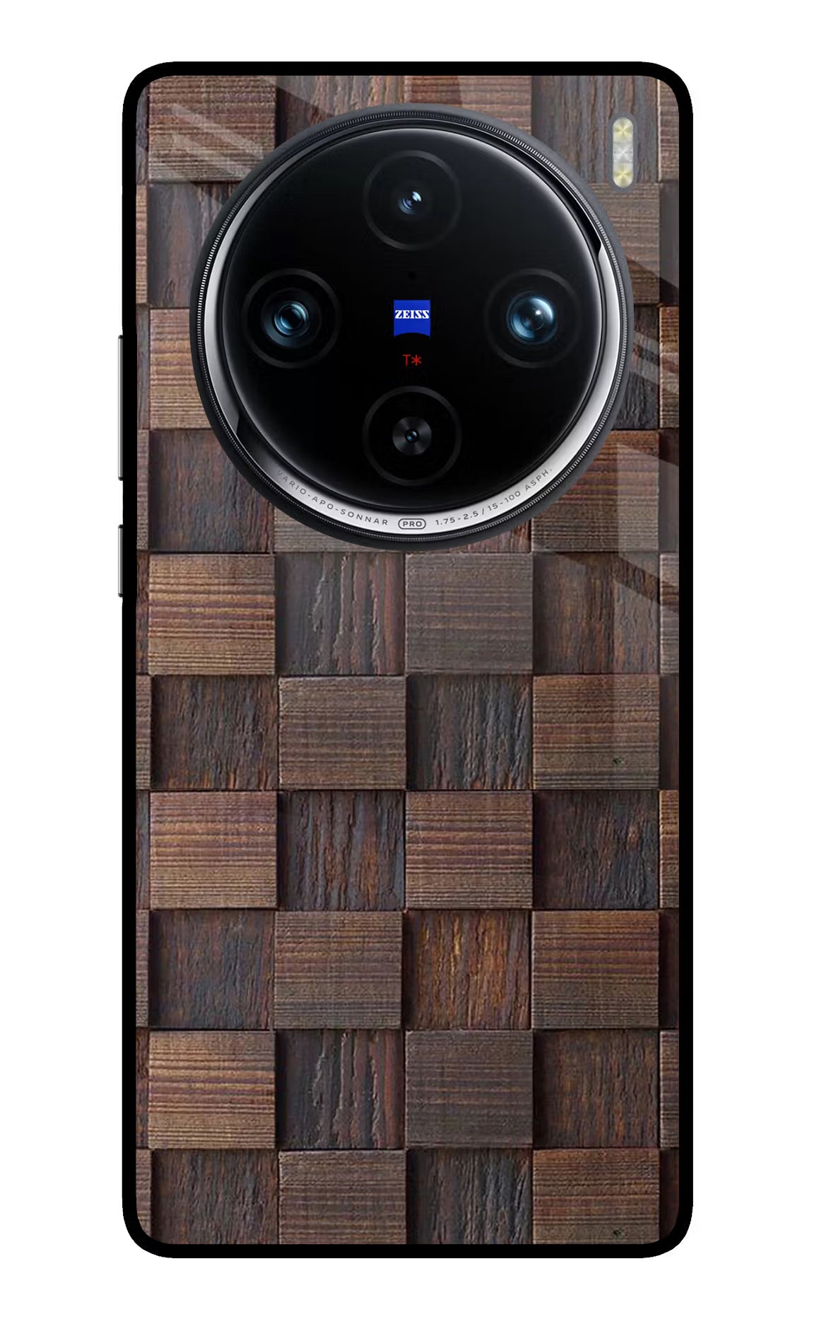 Wooden Cube Design Vivo X100 Pro Glass Case Back Cover by Casekaro