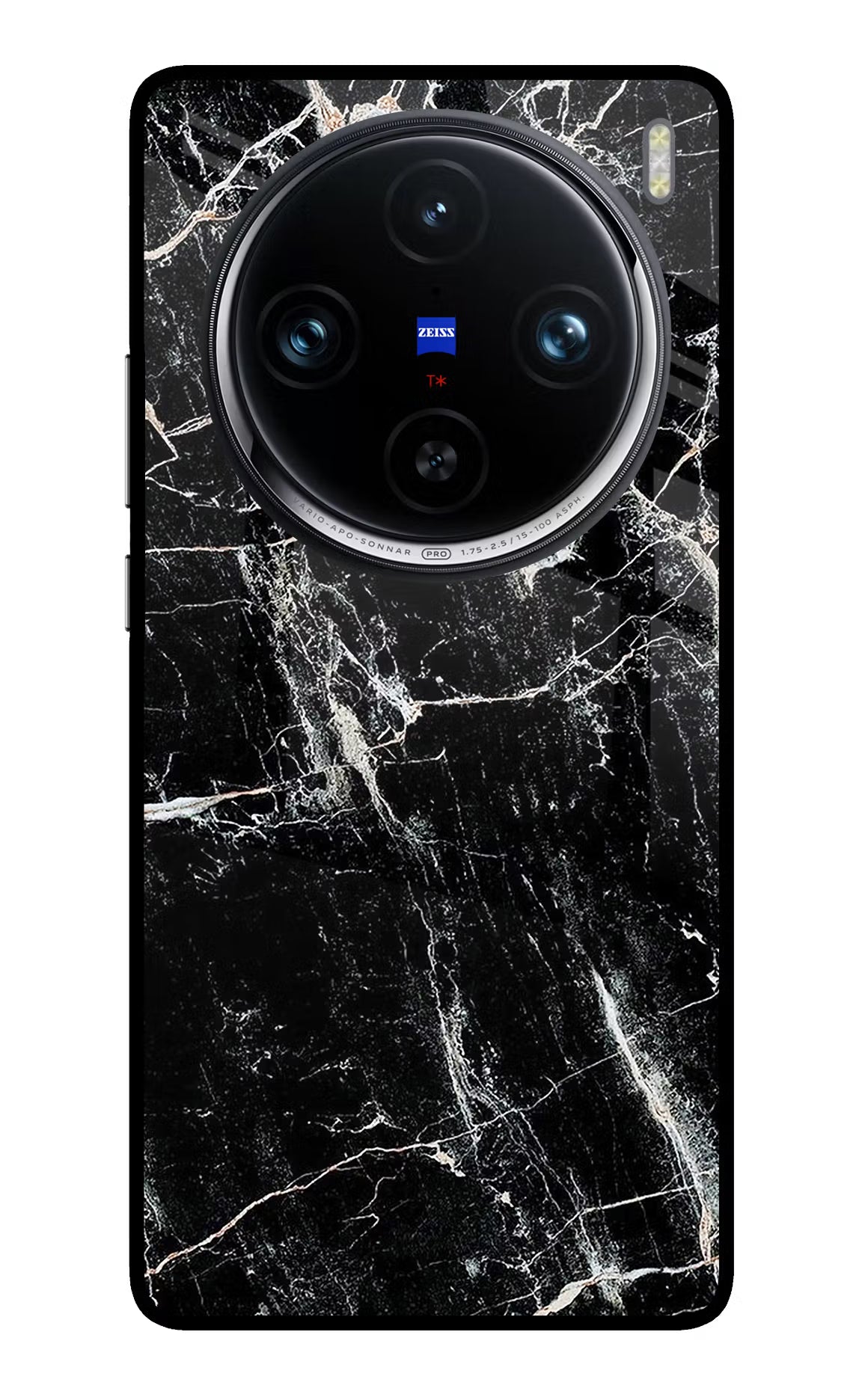 Black Marble Texture Vivo X100 Pro Glass Case Back Cover by Casekaro