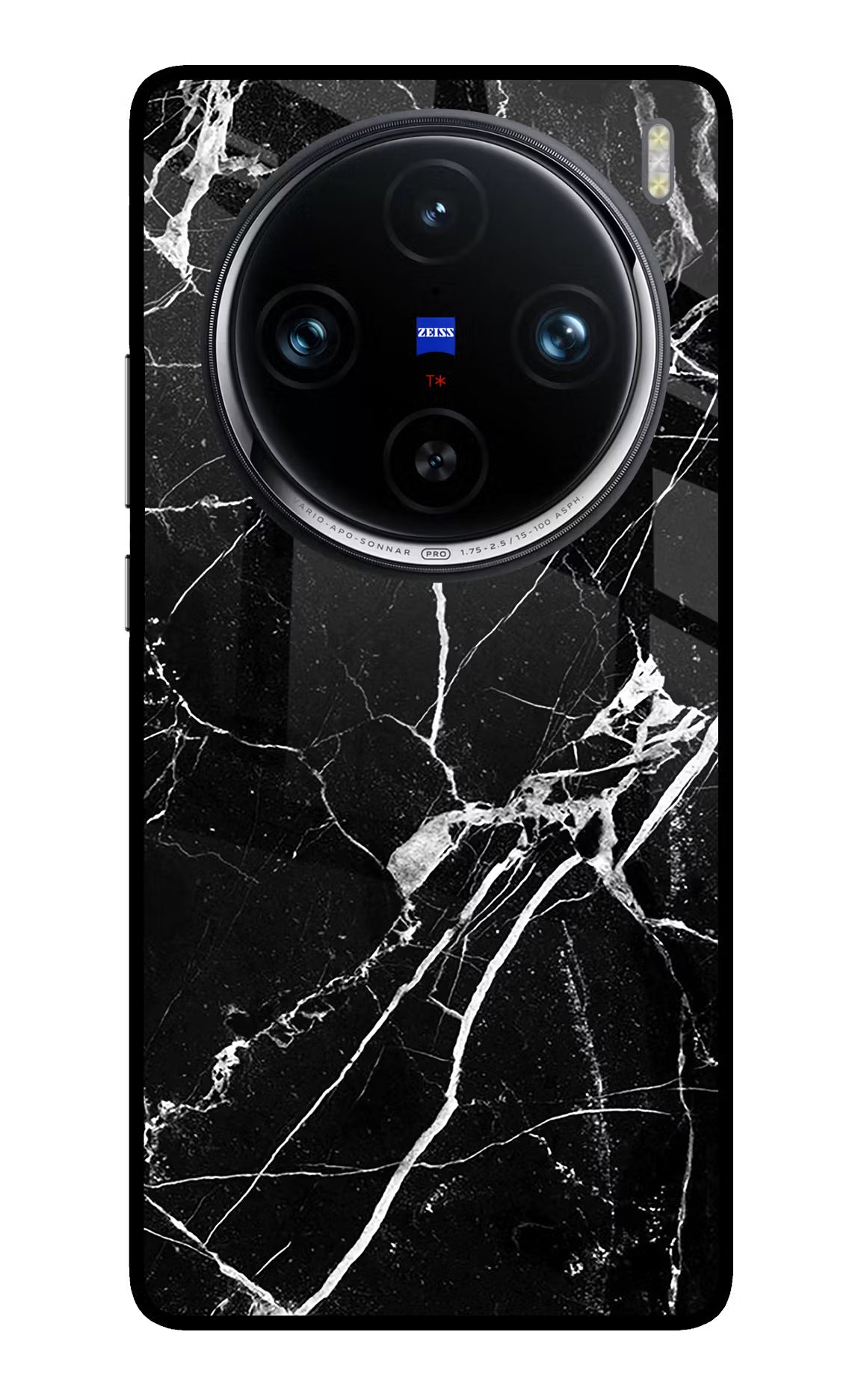 Black Marble Pattern Vivo X100 Pro Glass Case Back Cover by Casekaro