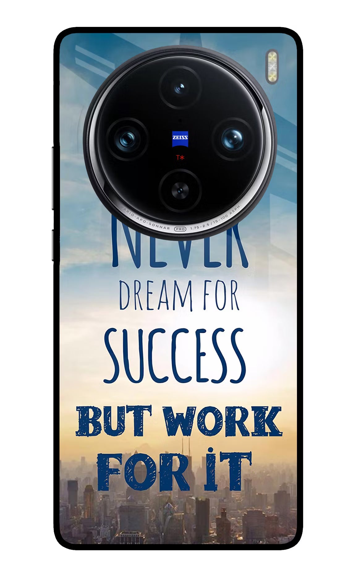 Never Dream For Success But Work For It Vivo X100 Pro Glass Case Back Cover by Casekaro