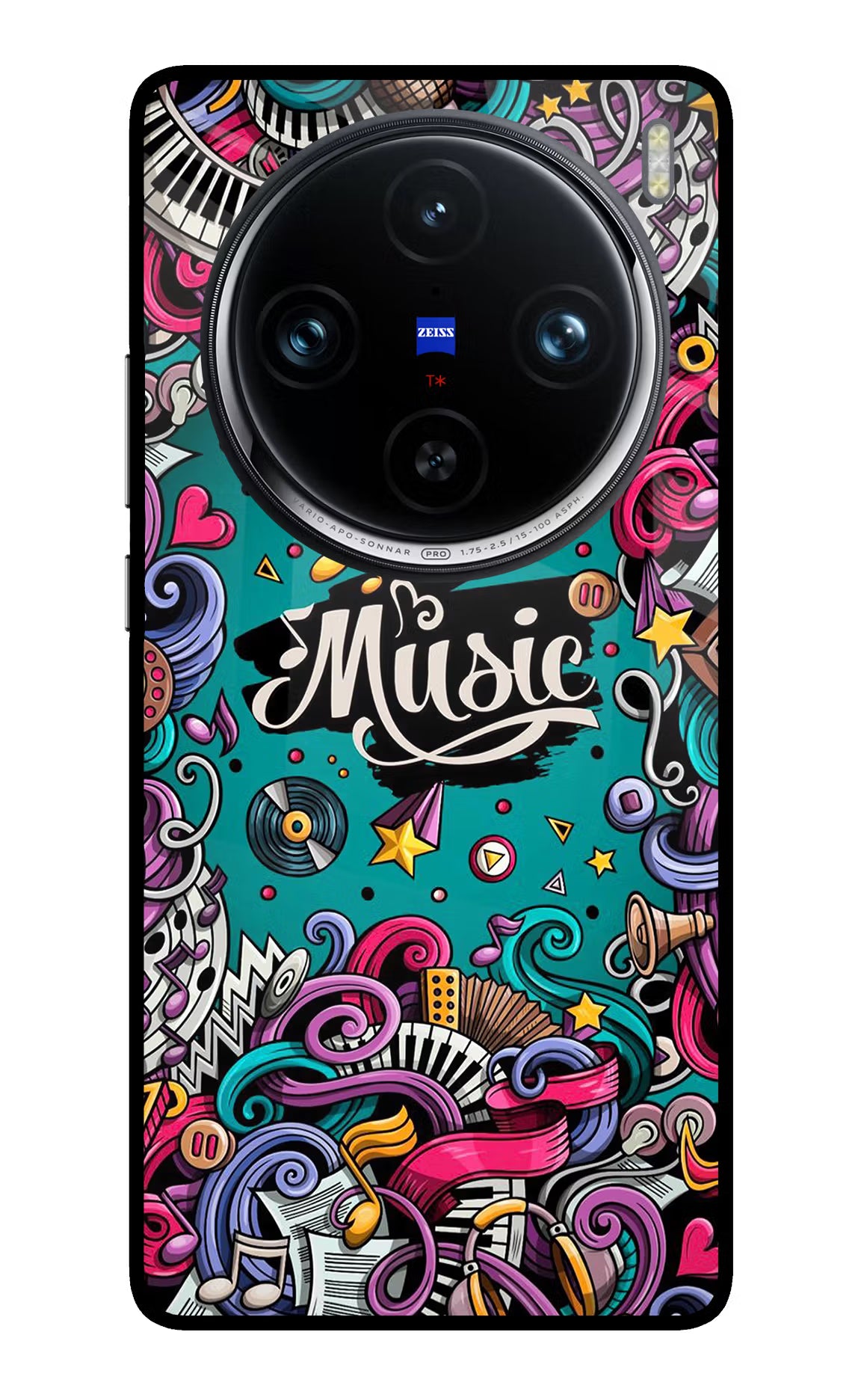 Music Graffiti Vivo X100 Pro Glass Case Back Cover by Casekaro