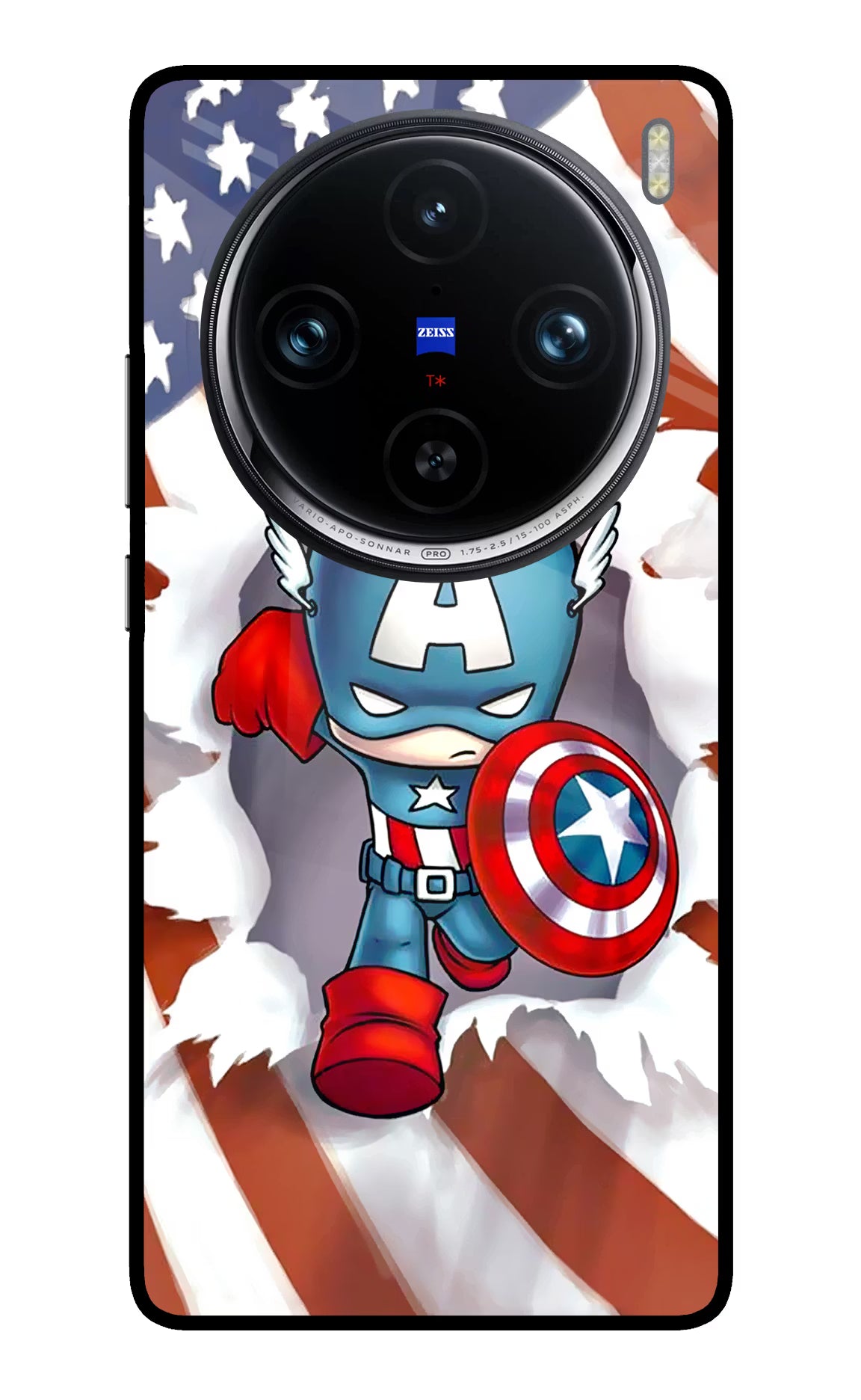 Captain America Vivo X100 Pro Glass Case Back Cover by Casekaro