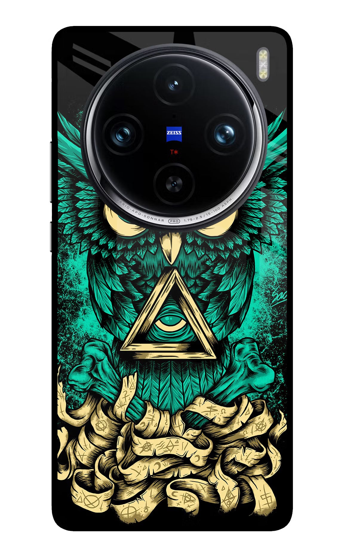 Green Owl Vivo X100 Pro Glass Case Back Cover by Casekaro