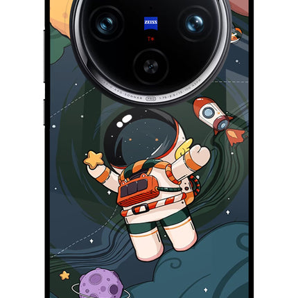 Cartoon Astronaut Vivo X100 Pro Glass Case