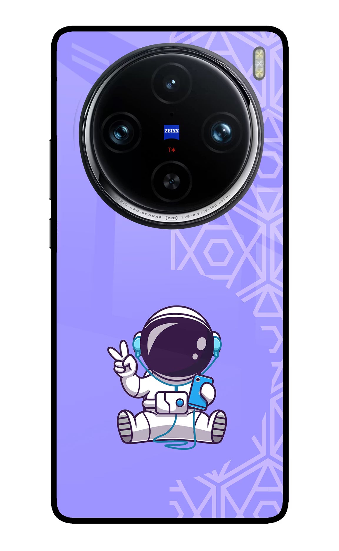 Cute Astronaut Chilling Vivo X100 Pro Glass Case Back Cover by Casekaro