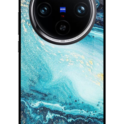 Blue Glitter Marble Vivo X100 Pro Glass Case
