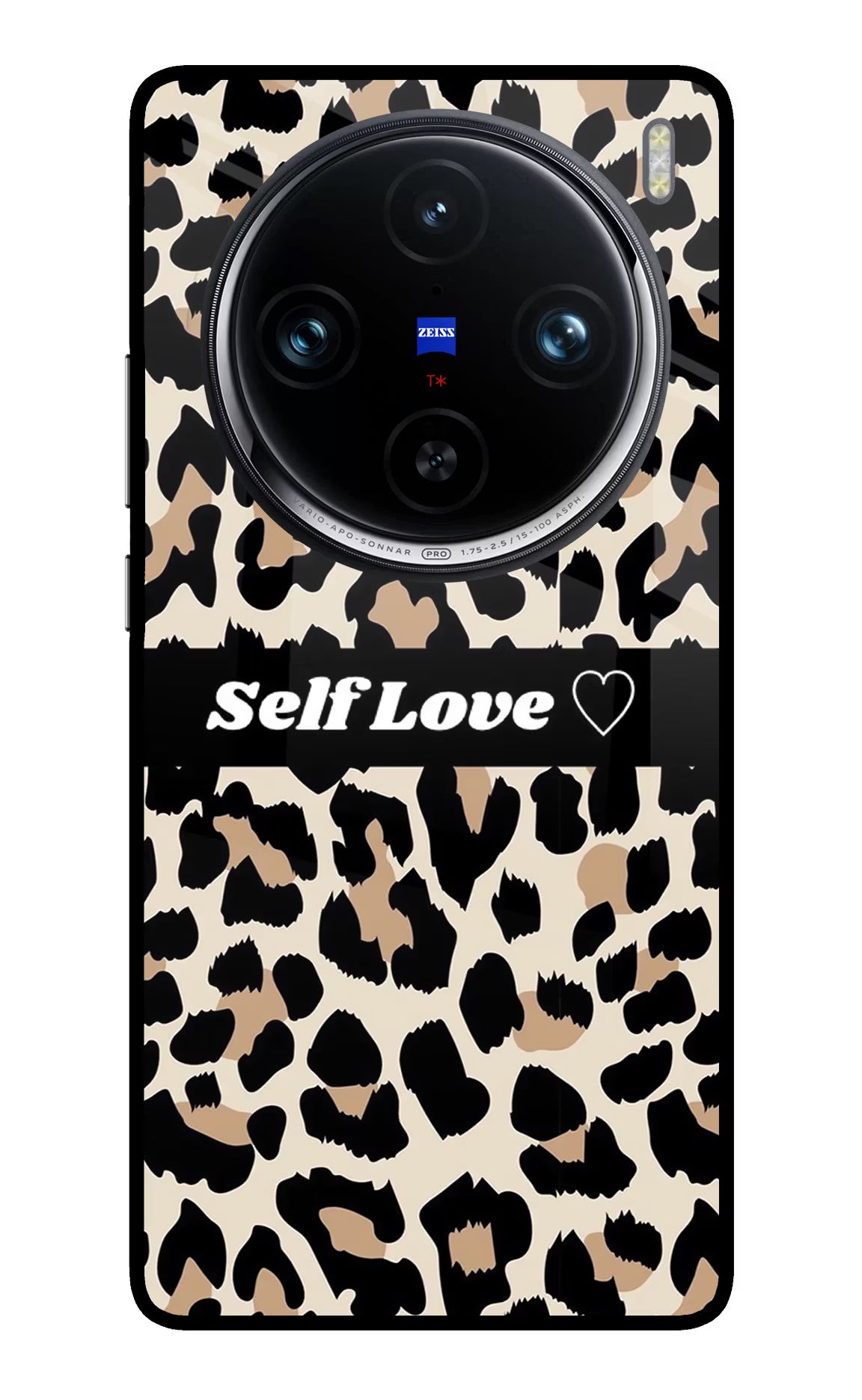 Leopard Print Self Love Vivo X100 Pro Glass Case Back Cover by Casekaro