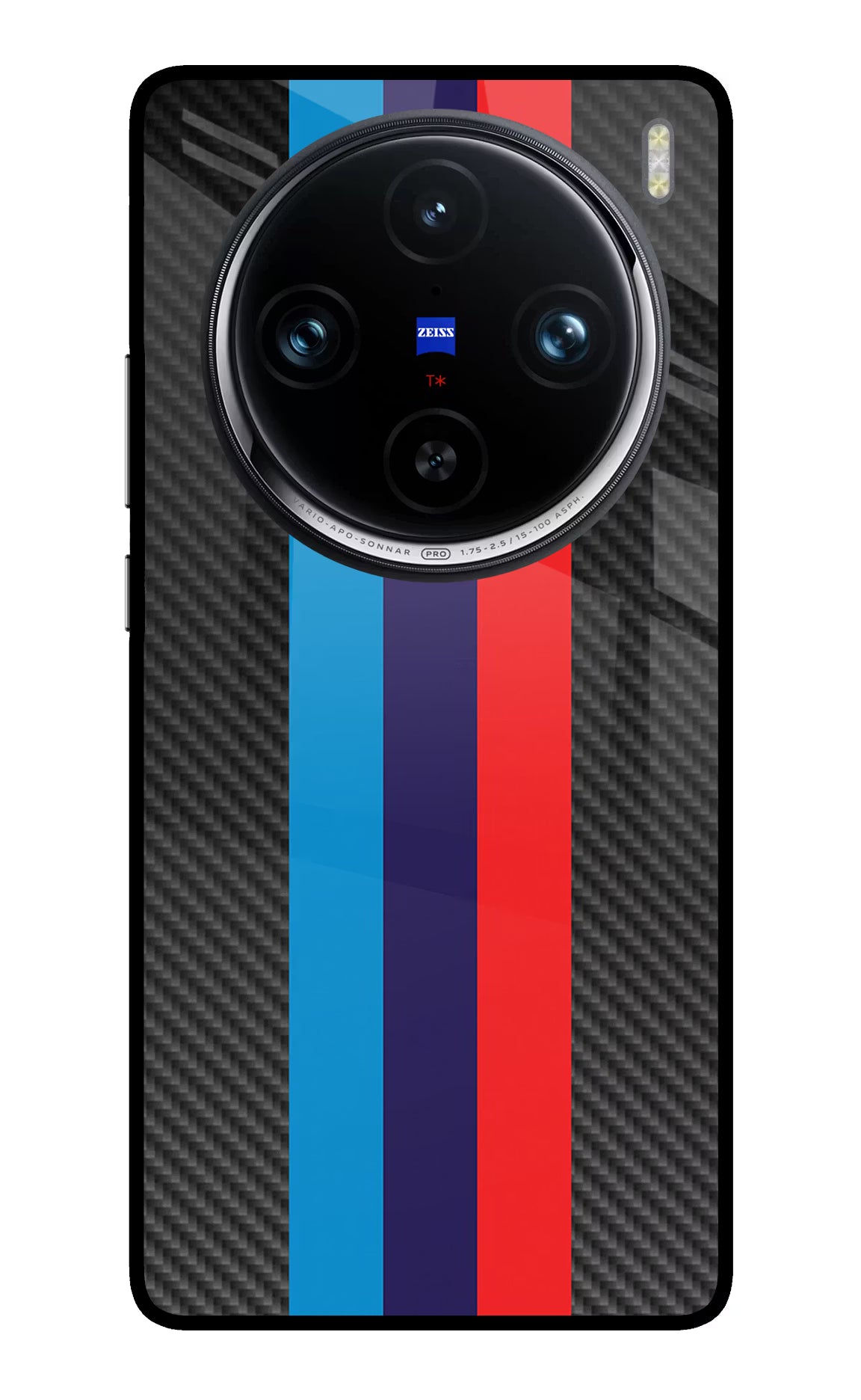 BMW Stripes Pattern Vivo X100 Pro Glass Case Back Cover by Casekaro