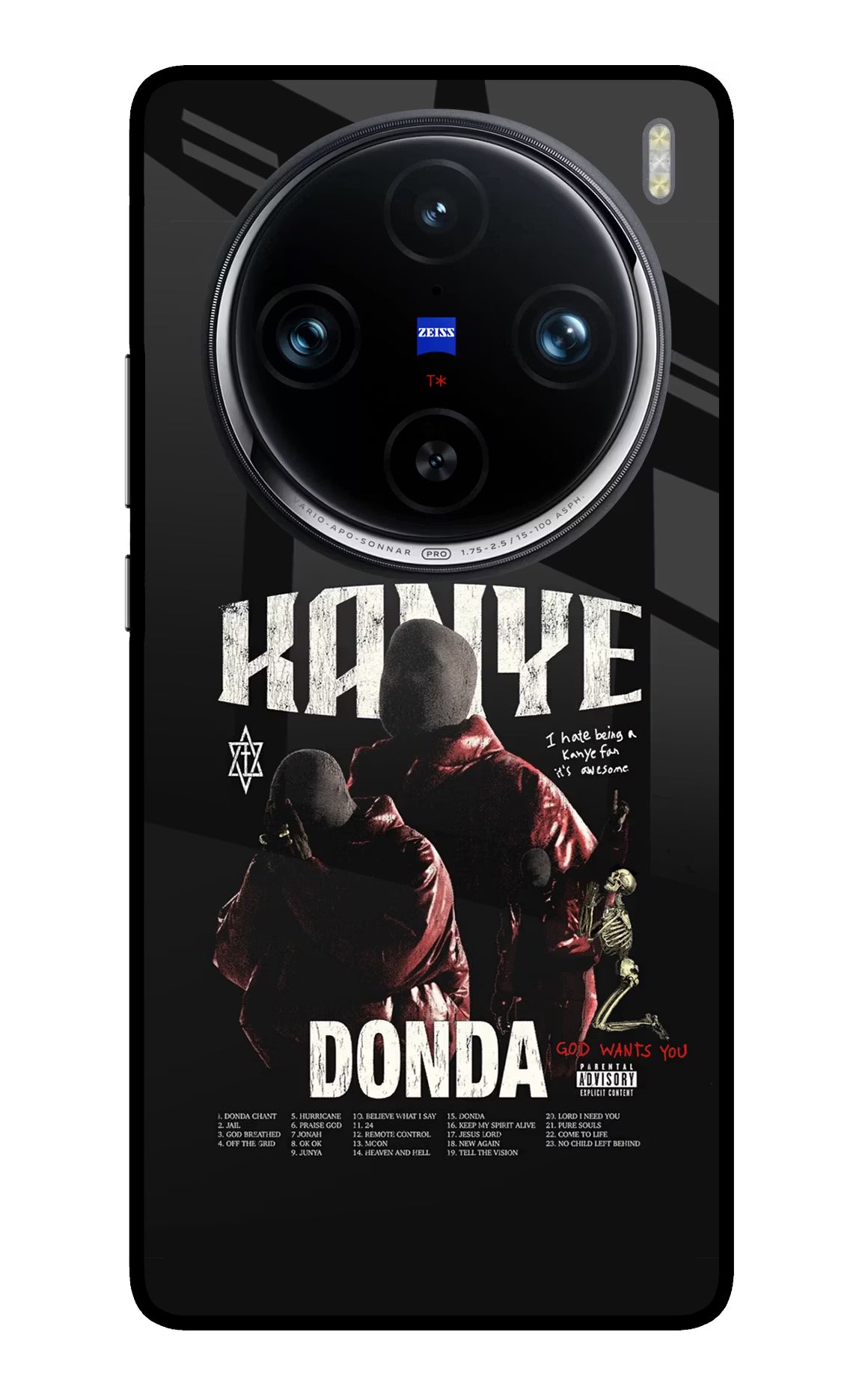 Donda Kanye West Vivo X100 Pro Glass Case Back Cover by Casekaro