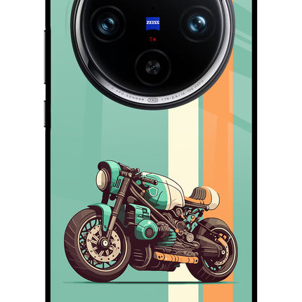 Striped Moto Drift Vivo X100 Pro Glass Case