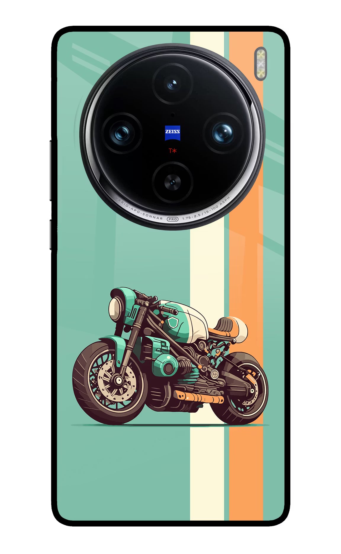 Striped Moto Drift Vivo X100 Pro Glass Case Back Cover by Casekaro
