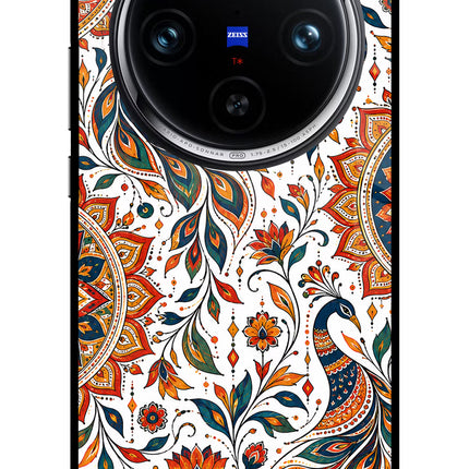 White Mayura Vivo X100 Pro Glass Case