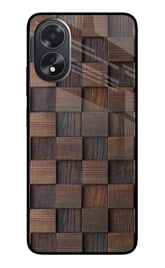 Wooden Cube Design Oppo A18/Oppo A38 Glass Case