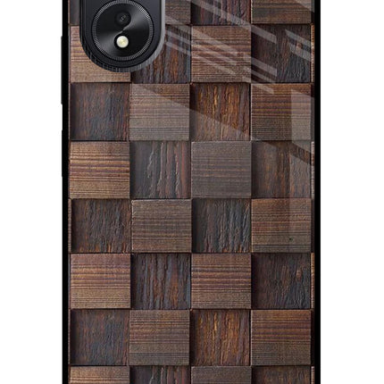 Wooden Cube Design Oppo A18/Oppo A38 Glass Case Back Cover by Casekaro
