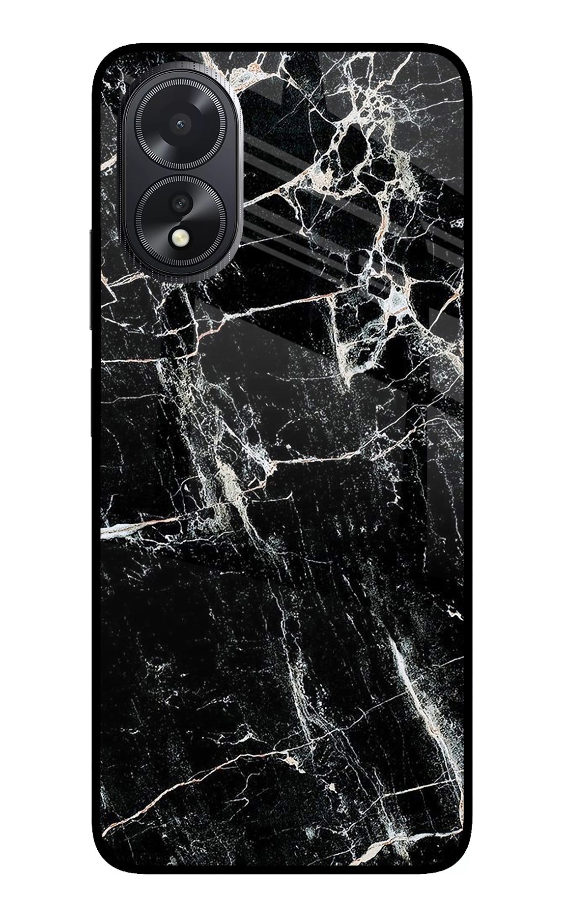 Black Marble Texture Oppo A18/Oppo A38 Glass Case