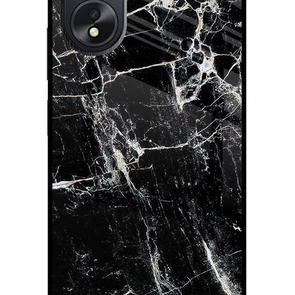 Black Marble Texture Oppo A18/Oppo A38 Glass Case Back Cover by Casekaro