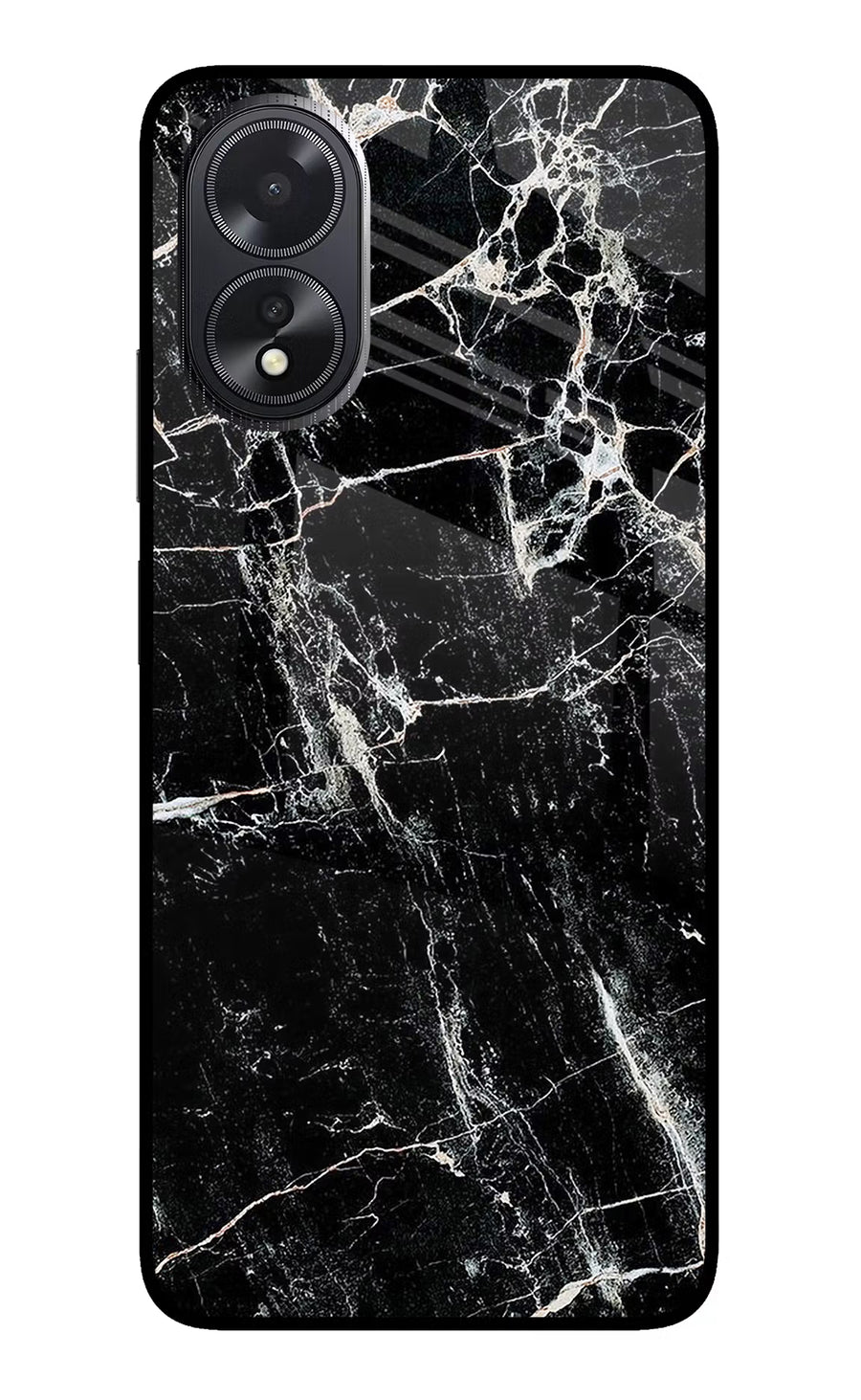 Black Marble Texture Oppo A18/Oppo A38 Back Cover, Glass case