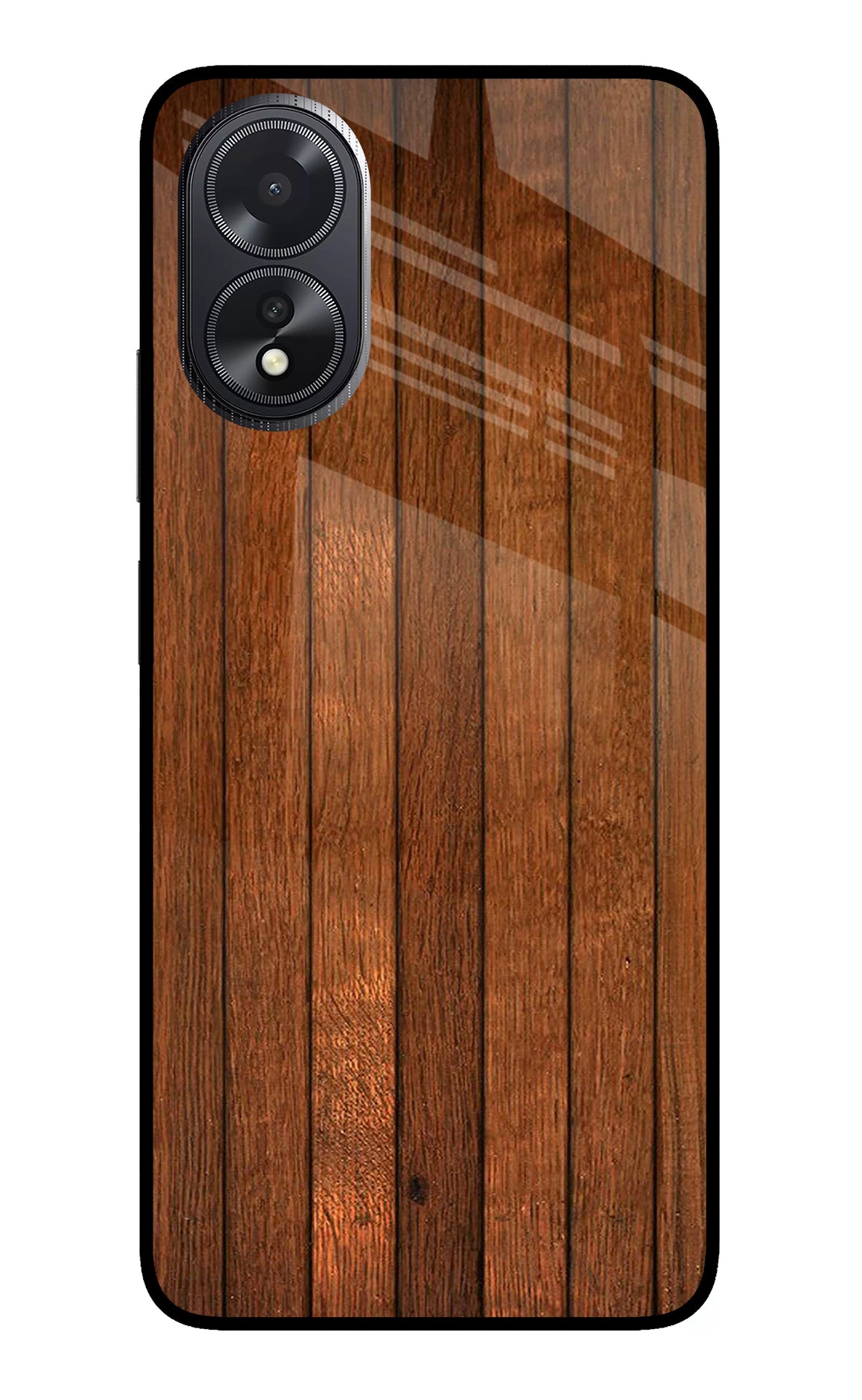 Wooden Artwork Bands Oppo A18/Oppo A38 Glass Case