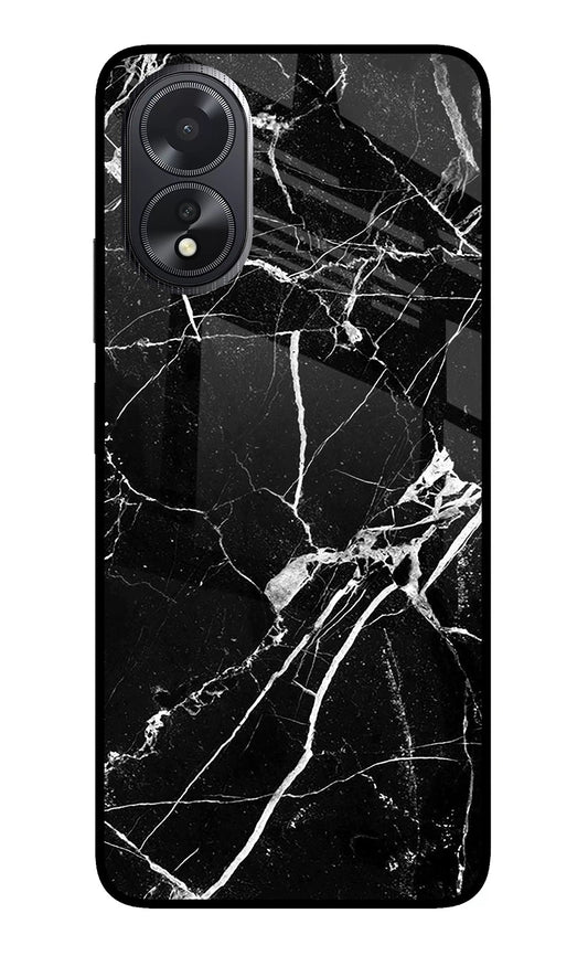 Black Marble Pattern Oppo A18/Oppo A38 Glass Case