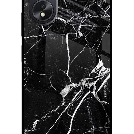 Black Marble Pattern Oppo A18/Oppo A38 Glass Case Back Cover by Casekaro