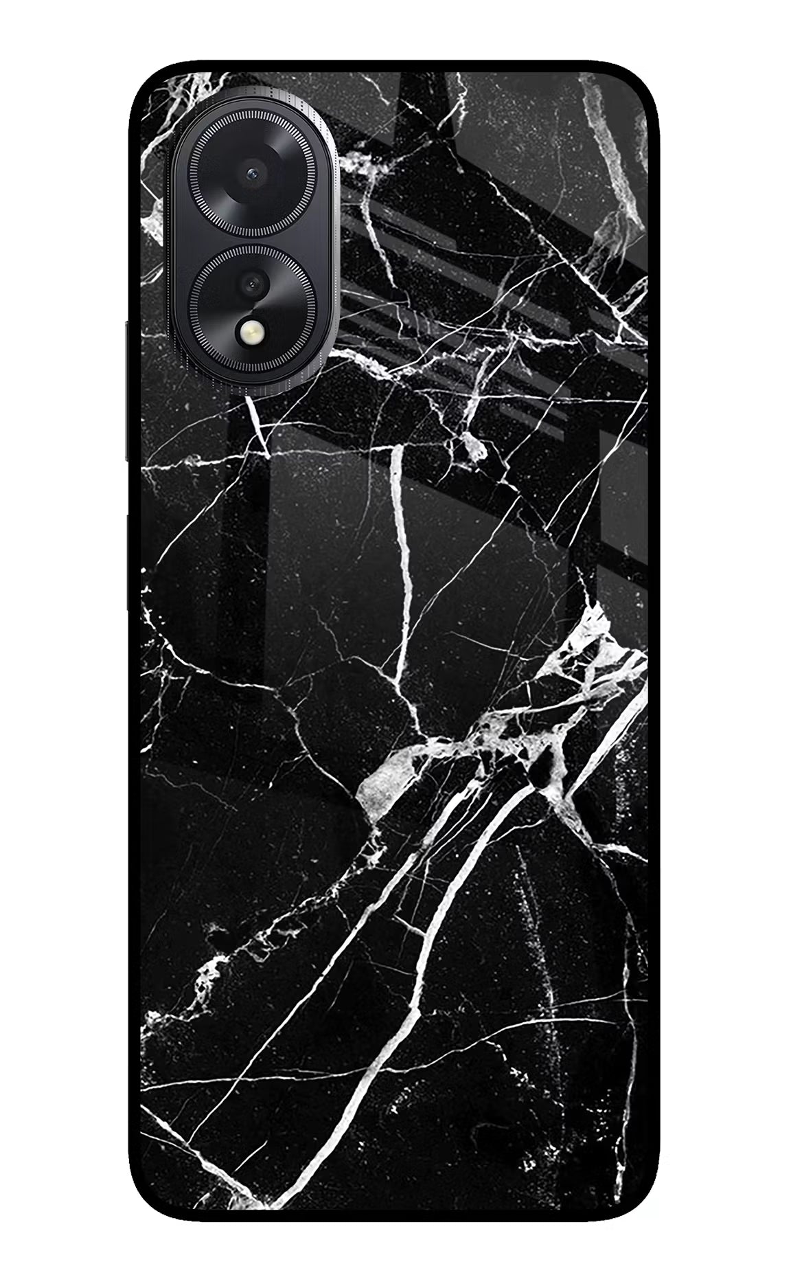 Black Marble Pattern Oppo A18/Oppo A38 Glass Case Back Cover by Casekaro