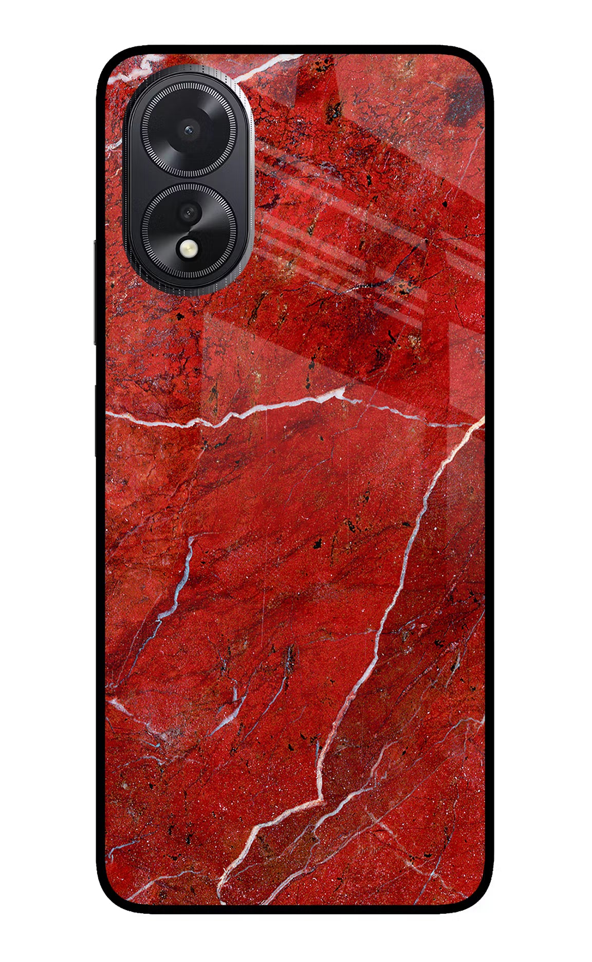 Red Marble Design Oppo A18/Oppo A38 Glass Case Back Cover by Casekaro