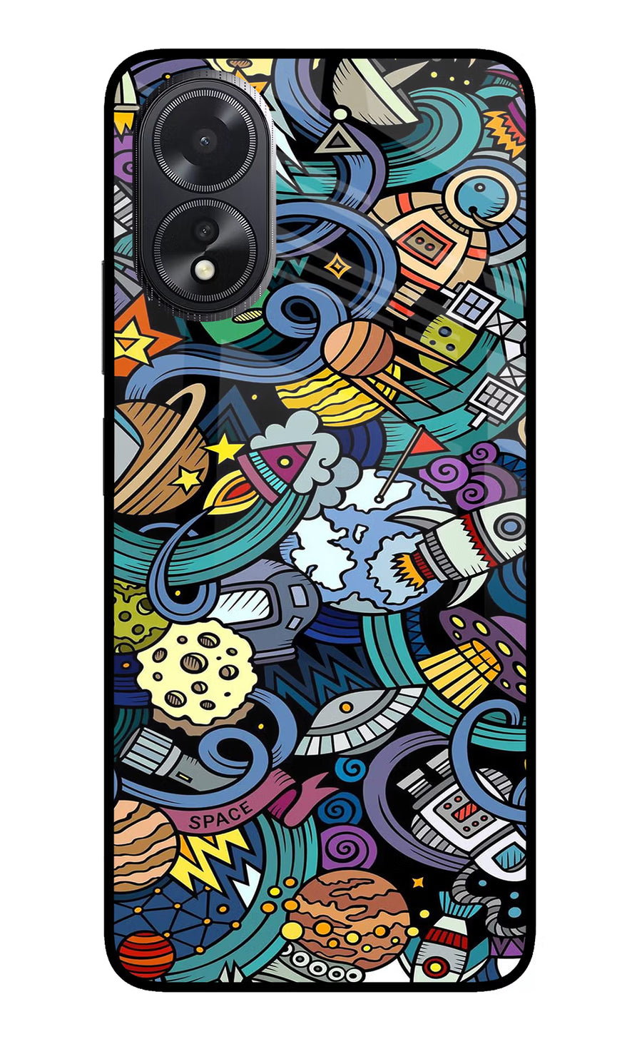 Space Abstract Oppo A18/Oppo A38 Back Cover, Glass case