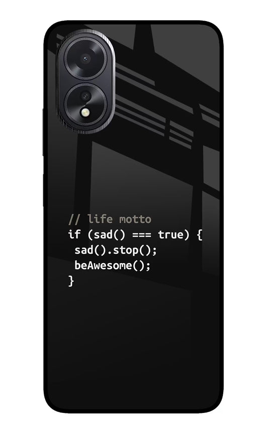 Life Motto Code Oppo A18/Oppo A38 Glass Case