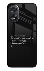 Life Motto Code Oppo A18/Oppo A38 Glass Case Back Cover by Casekaro