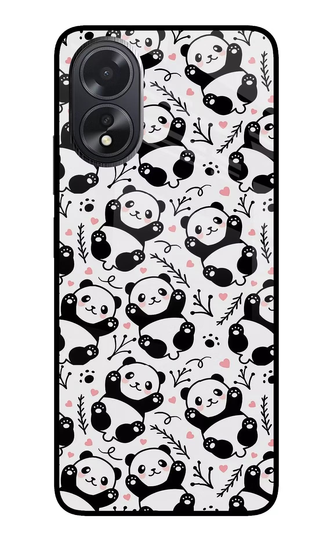 Cute Panda Oppo A18/Oppo A38 Glass Case Back Cover by Casekaro