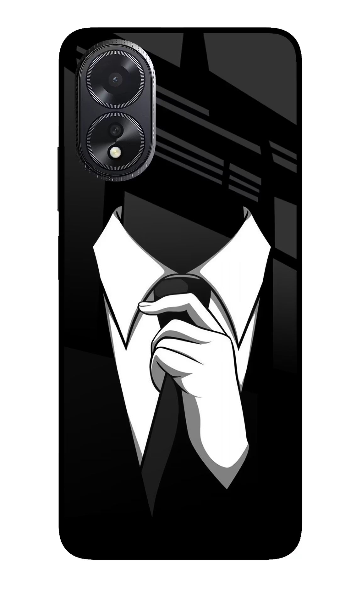 Black Tie Oppo A18/Oppo A38 Glass Case Back Cover by Casekaro