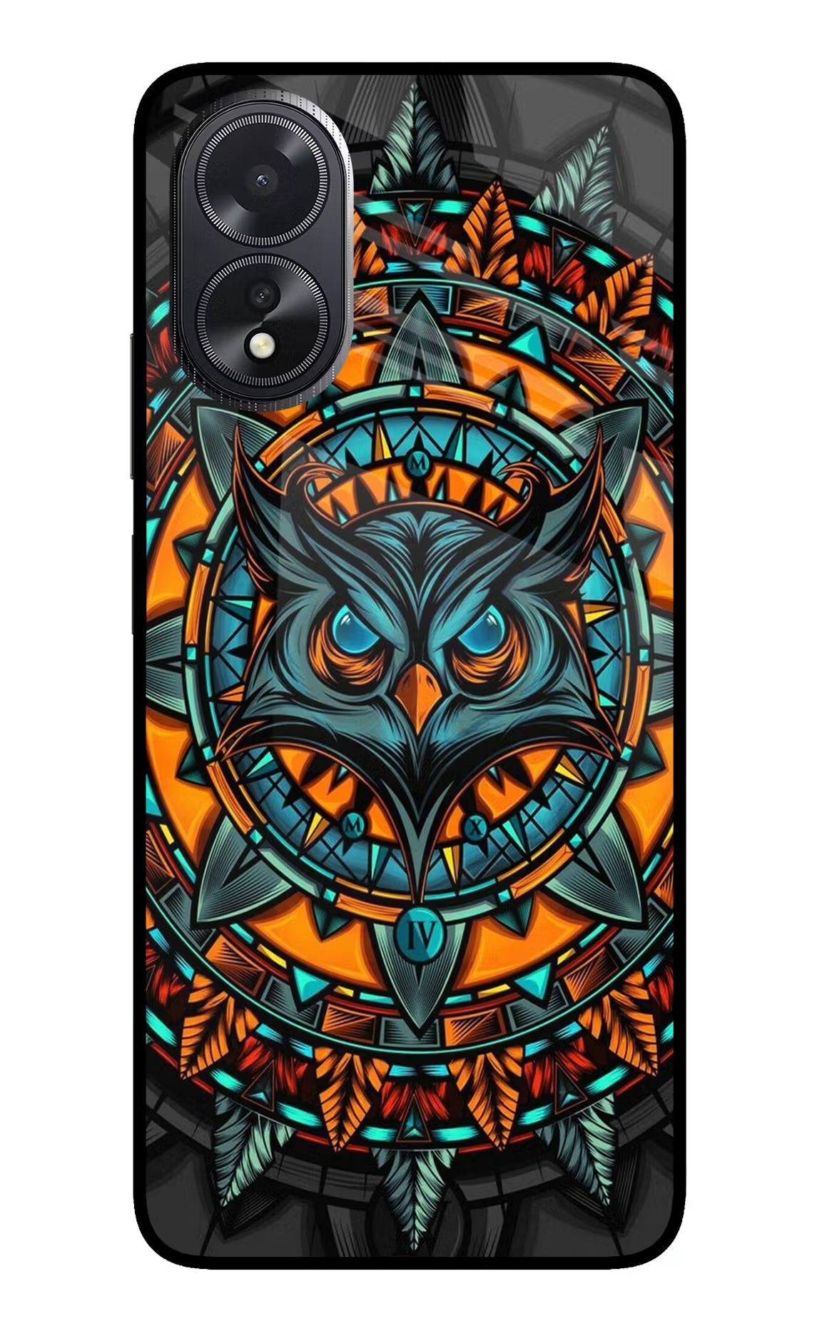 Angry Owl Art Oppo A18/Oppo A38 Glass Case Back Cover by Casekaro