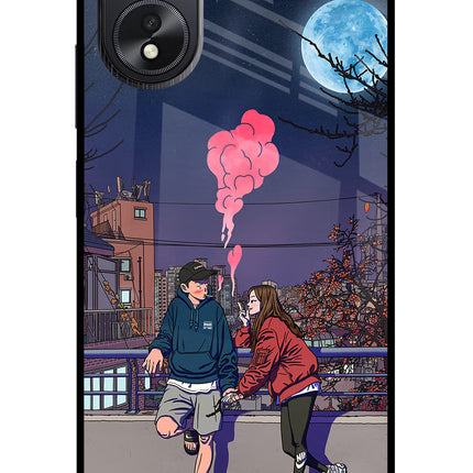 Chilling Couple Oppo A18/Oppo A38 Glass Case Back Cover by Casekaro