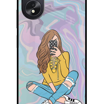 Selfie Girl Oppo A18/Oppo A38 Glass Case Back Cover by Casekaro