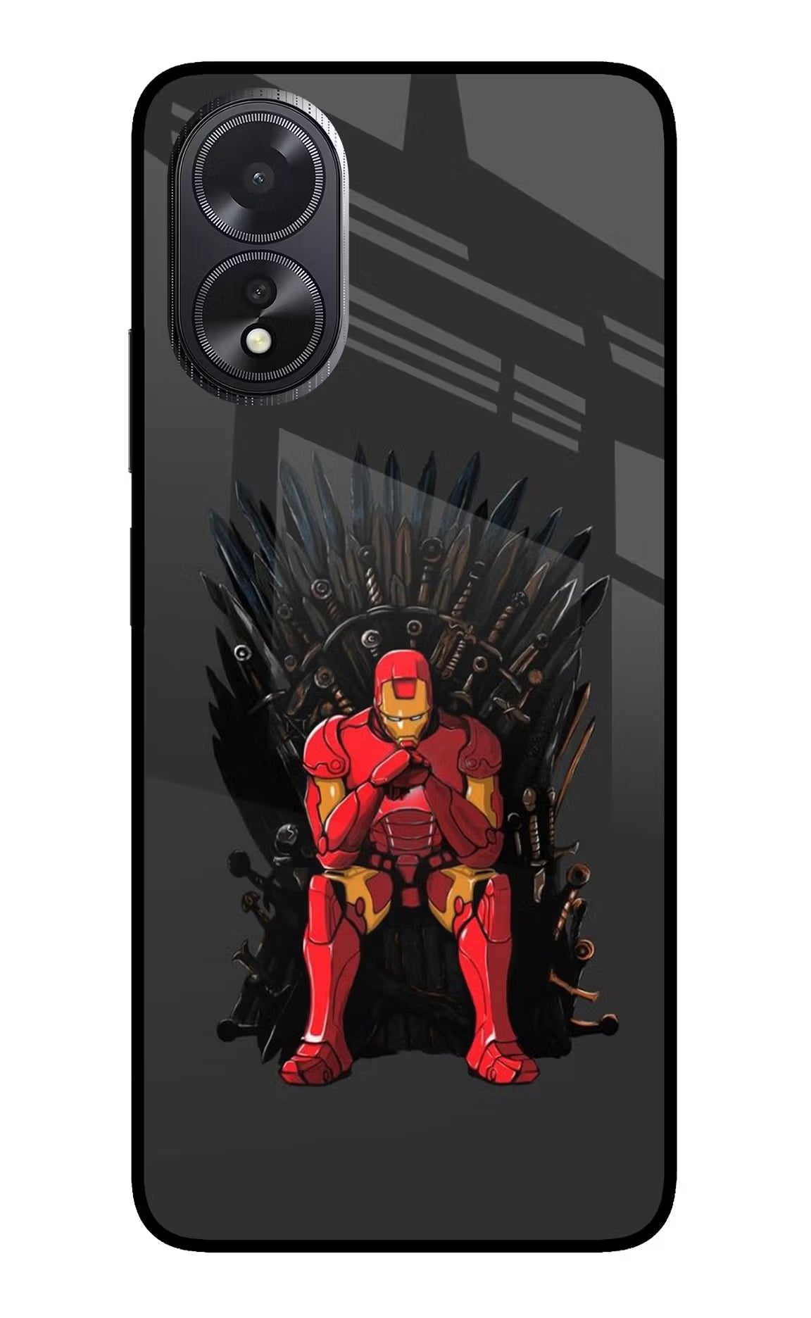 Ironman Throne Oppo A18/Oppo A38 Glass Case Back Cover by Casekaro