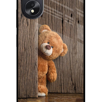 Teddy Wooden Oppo A18/Oppo A38 Glass Case Back Cover by Casekaro