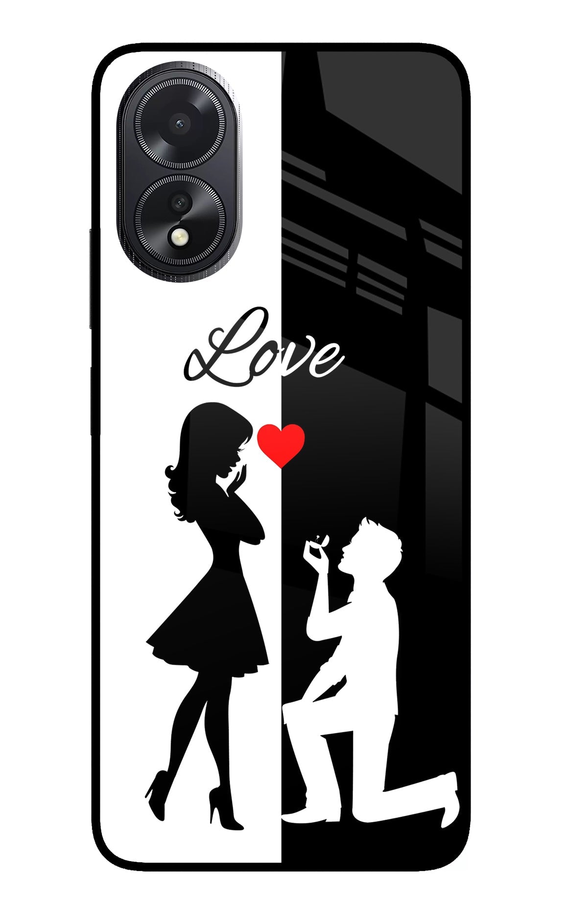 Love Propose Black And White Oppo A18/Oppo A38 Glass Case