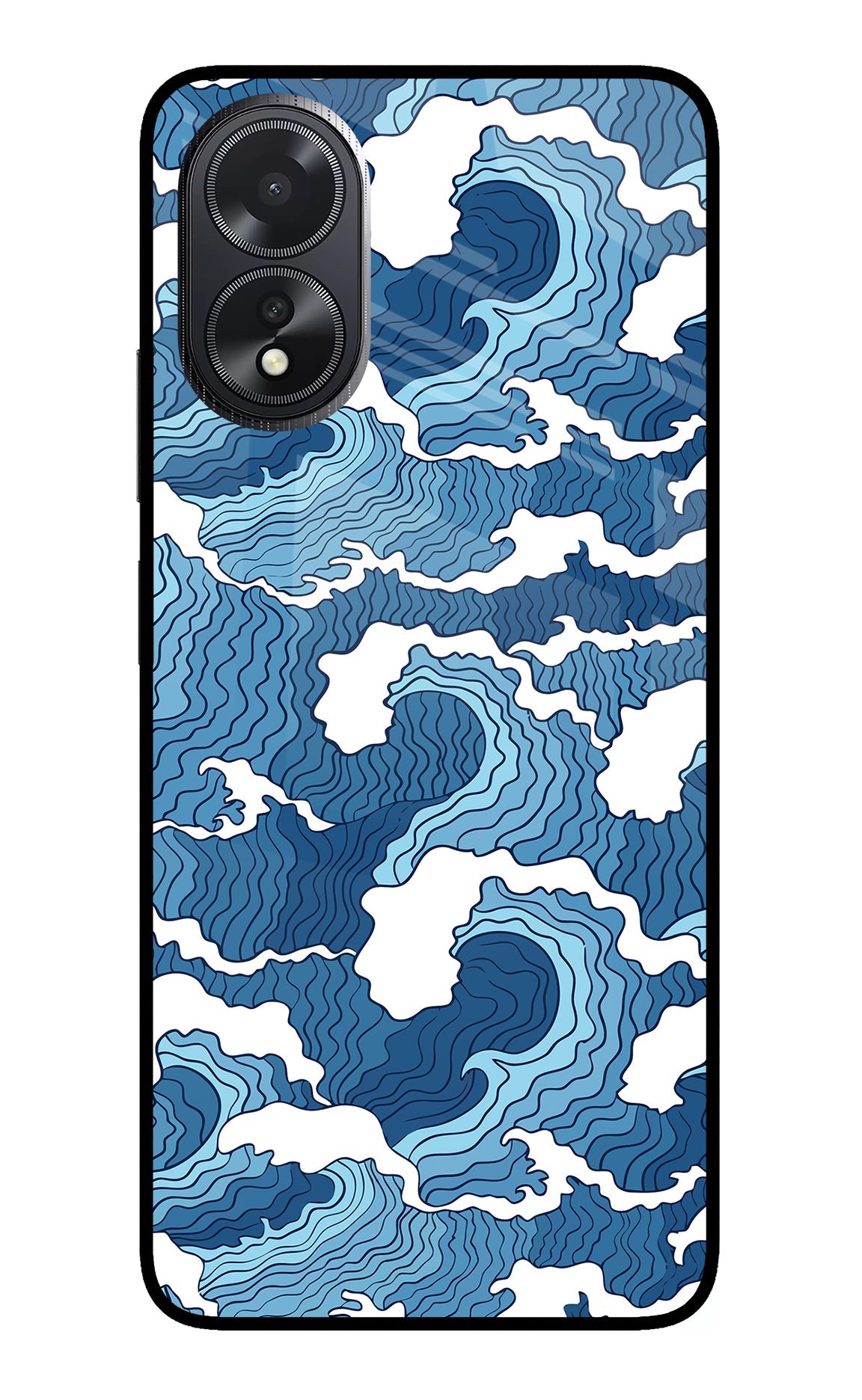 Blue Waves Oppo A18/Oppo A38 Glass Case